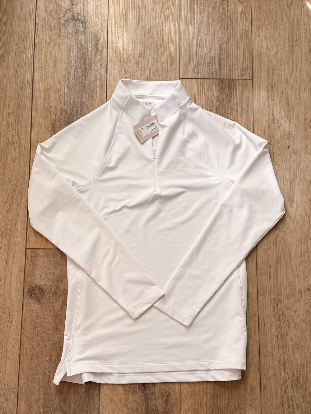 PETER MILLAR WOMENS RAGLAN-SLEEVE PERTH LAYER QUARTER-ZIP WHITE SIZE MEDIUM NWT